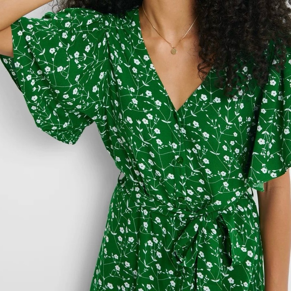 NWT Threadbare Green Floral Print Midi Dress - Picture 4 of 7